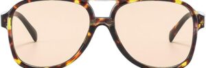 Black Frame Brown Lens Oversized Pilot Sunglasses - Image 11
