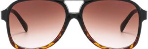 Black Frame Brown Lens Oversized Pilot Sunglasses - Image 18