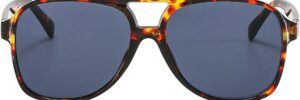 Black Frame Brown Lens Oversized Pilot Sunglasses - Image 21