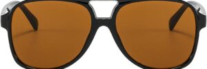 Black Frame Brown Lens Oversized Pilot Sunglasses