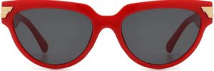 Black Cat Eye Rectangle Sunglasses with Gold Accents - Image 11