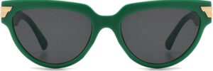 Black Cat Eye Rectangle Sunglasses with Gold Accents - Image 14
