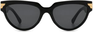 Black Cat Eye Rectangle Sunglasses with Gold Accents