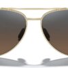 Gold Frame Aviator Sunglasses with Gradient Brown Lenses