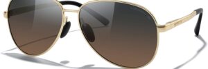 Gold Frame Aviator Sunglasses with Gradient Brown Lenses - Image 2