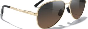 Gold Frame Aviator Sunglasses with Gradient Brown Lenses - Image 5