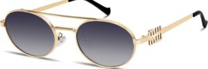 Gold Metal Frame Oval Sunglasses with Dark Lenses - Image 11