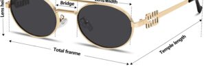 Gold Metal Frame Oval Sunglasses with Dark Lenses - Image 4