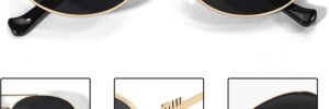 Gold Metal Frame Oval Sunglasses with Dark Lenses - Image 5