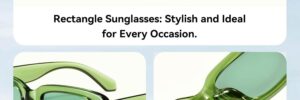 Green Rectangle Frame Fashion Sunglasses - Image 3