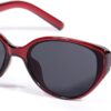 Red Oval Frame Fashion Sunglasses with Dark Lenses