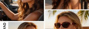 Red Oval Frame Fashion Sunglasses with Dark Lenses - Image 2