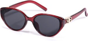 Red Oval Frame Fashion Sunglasses with Dark Lenses
