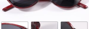 Red Oval Frame Fashion Sunglasses with Dark Lenses - Image 5